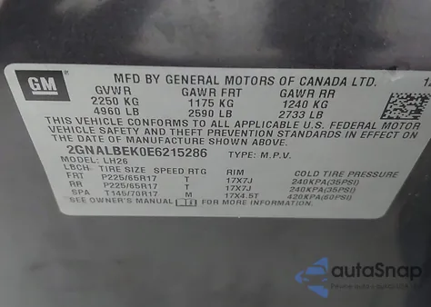 2014 Chevrolet Equinox 1Lt из США, поврежденный, VIN 2GNALBEK0E6215286